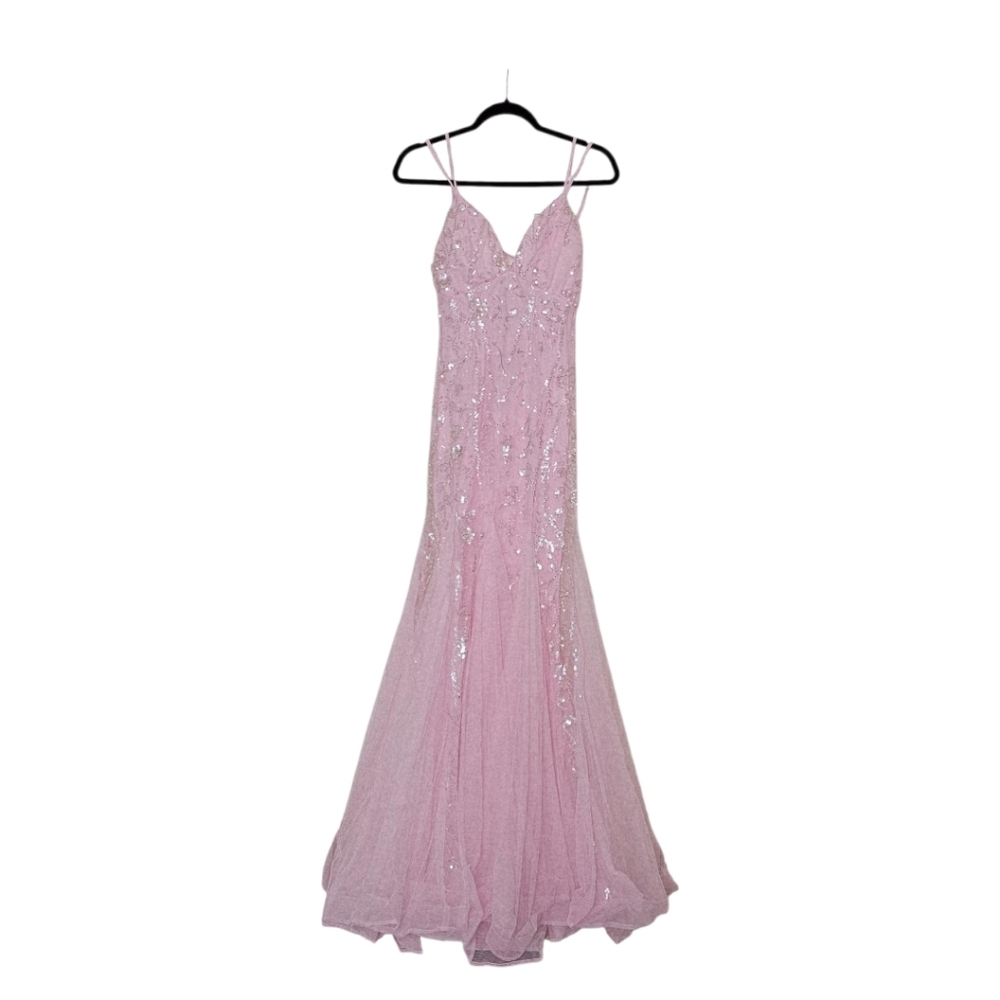 NWOT  - Lace Up Sequin & Beaded Corset Pink Mermaid PROM dress Women’s Size - XS - Picture 2 of 12